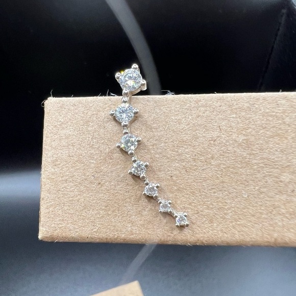 Sterling Silver 7-Star Crystal Ear Cuff Climber Cartilage Earrings - Picture 10 of 14